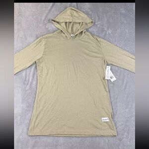 Kinetix Shirt Mens Beige Hooded Long Sleeve Tee Casual Luxury size small
